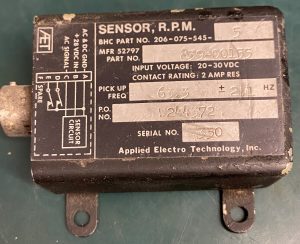 (Q14) RPM Sensor, 206-075-545-5, 839-00155, Applied Electro Technology