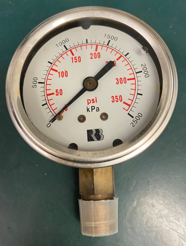 (Q16) Liquid Filled Pressure Gauge, L63MMX2500KPA/PSI/4BSPTLM, 1614250FR
