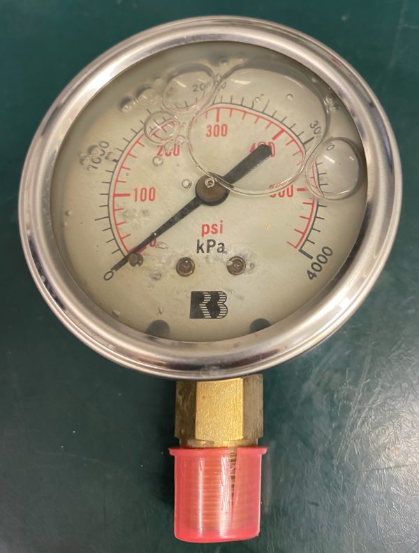 (Q16) Liquid Filled Pressure Gauge, L63MMX4000KPA/PSI1/4BSPTLM, 1614300FR