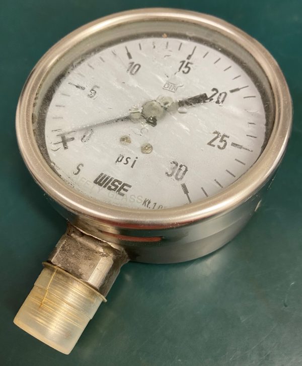 (Q16) Liquid Filled Pressure Gauge - 0-30 PSI Pressure Gauge, Wise